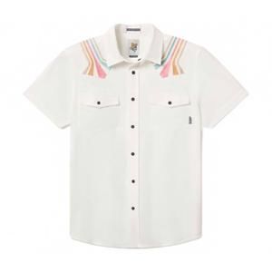 NEW BAJA LLAMA men's dissident western shirt in retro rays white